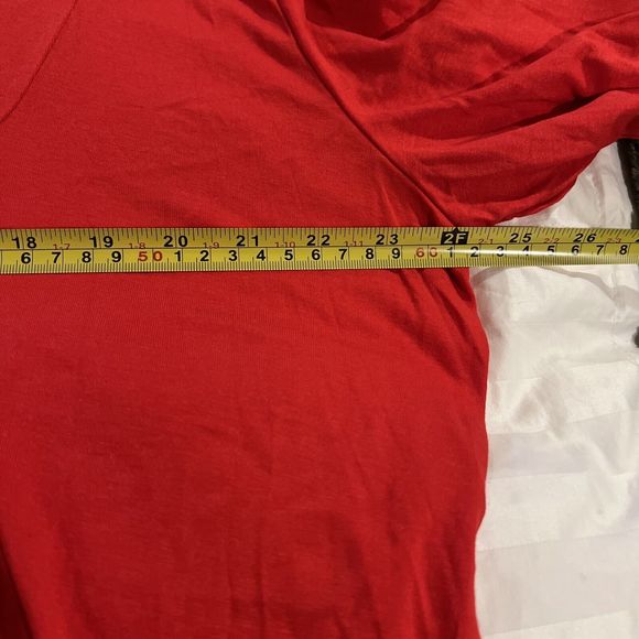 Women’s Blouse 2X Long Sleeve Boho Button Up Flowy Tunic Blouse Red Rayon - Picture 9 of 11